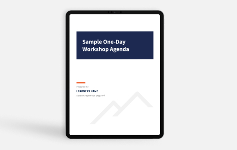 Sample One-Day Workshop Agenda on a tablet.